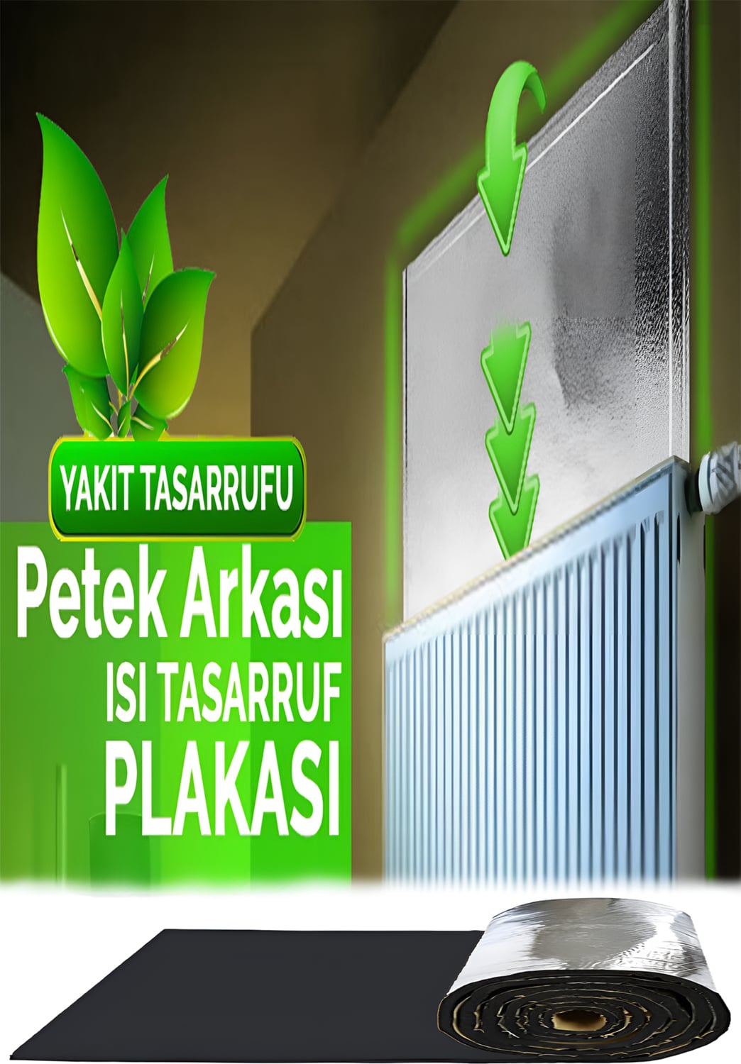 Isı Yalıtımı Levhası 3 Metre Ekonomik Kalörifer Petek Radyatör Arkası Izolasyon Flex Yansıtıcı Plaka
