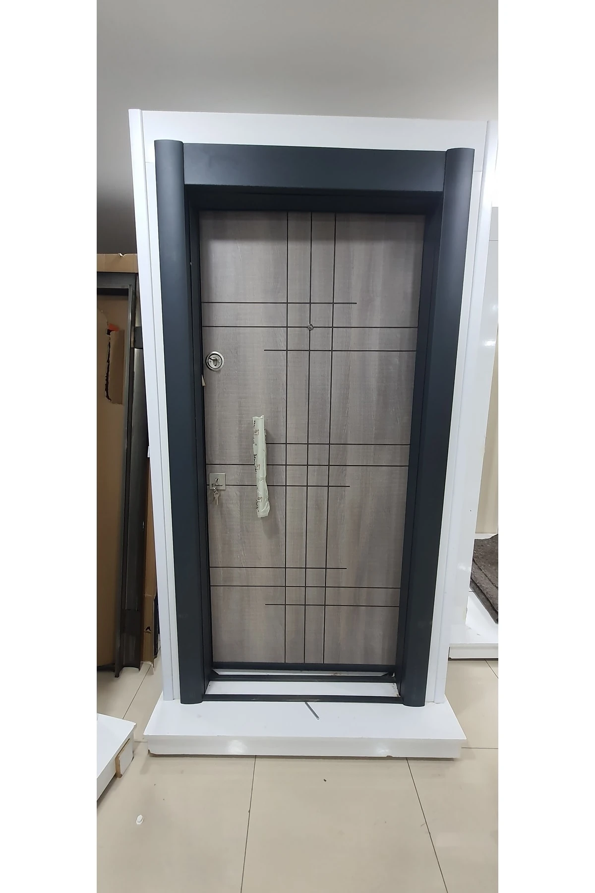 Çelik Kapı, Antrasit Gri Renk Çelik Kapı, Statik Kasa, Daire Kapısı, Tırnaklı , Sol Açılım