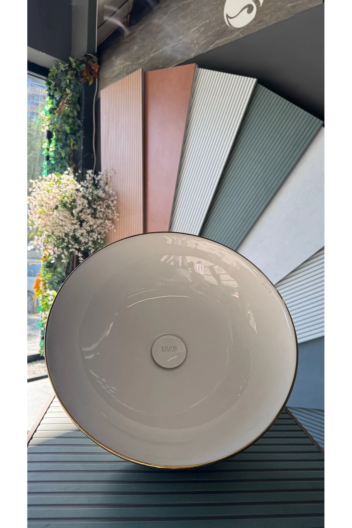 Gardenia Altın Beyaz Çanak Lavabo