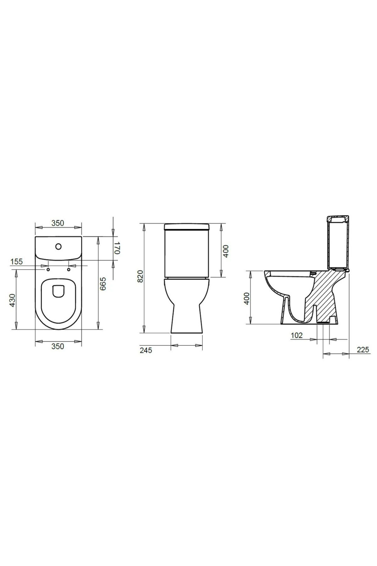Turavit Alize Beyaz Kanallı Alttan Çıkışlı Klozet Takımı ALZ6003, Nkp İnci Yavaş Kapak