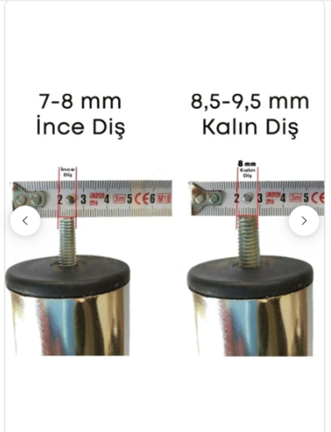 Dekoratif Mobilya Baza Ayağı M8 İnce Diş 15 cm Texture Siyah 4 Adet..