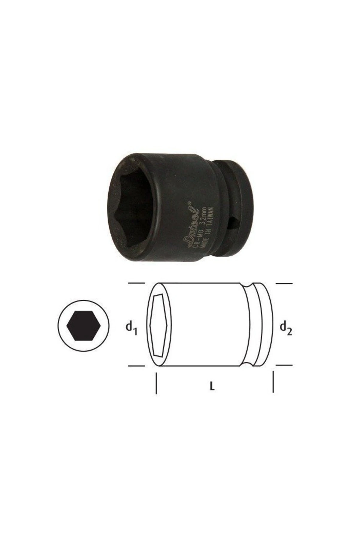 1'' Havalı Lokma Kısa 32 Mm