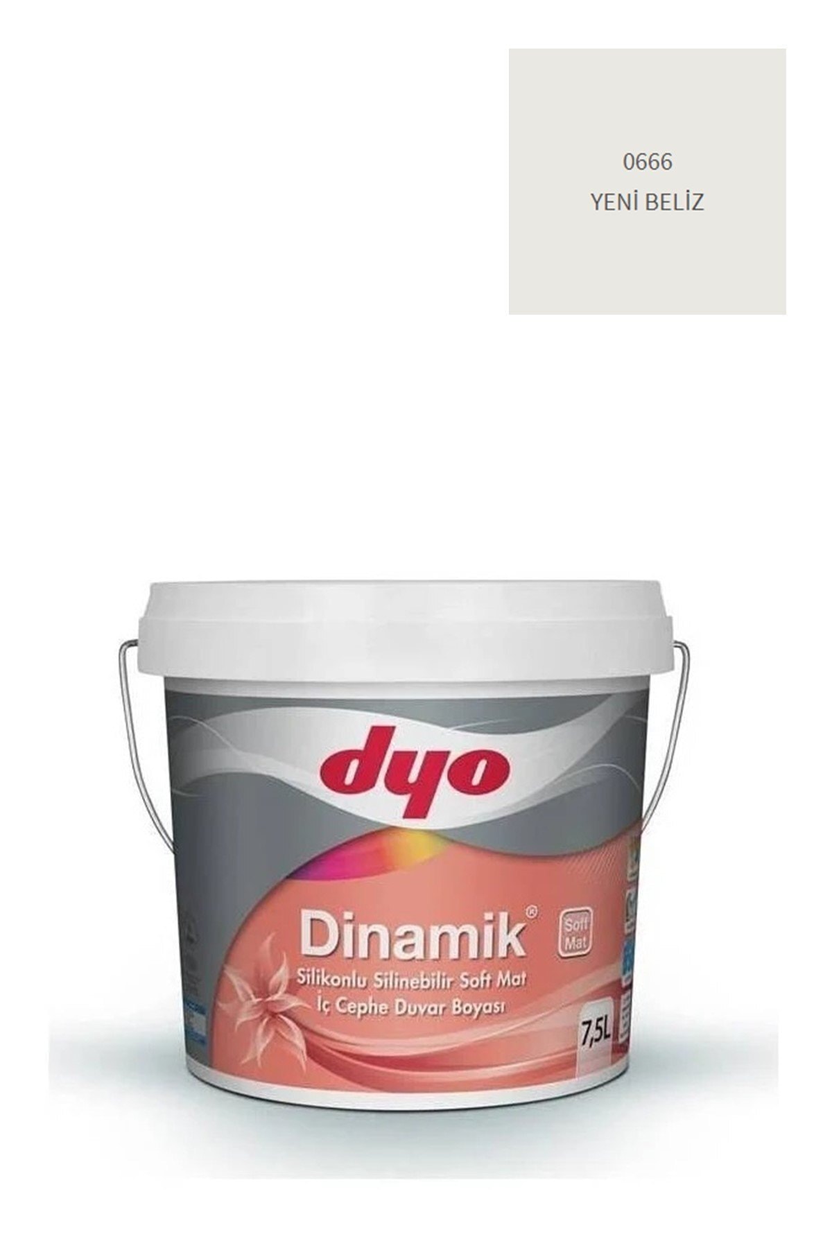 Dinamik Silikonlu Silinebilir Soft Mat Iç Cephe Duvar Boyası 0666 Yeni Beliz 7,5 Lt