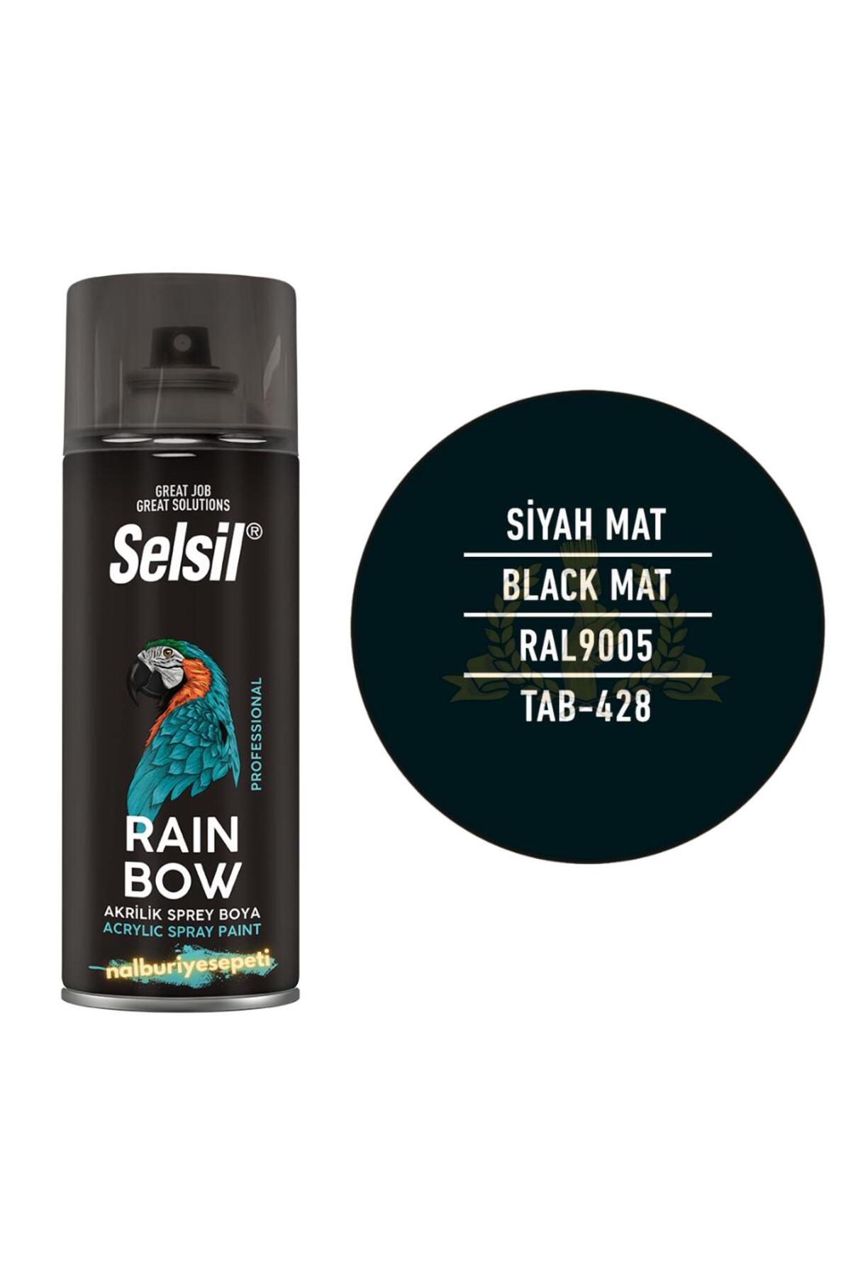 SELSİL Rainbow Akrilik Sprey Boya MAT SİYAH 400 ml. - RAL9005