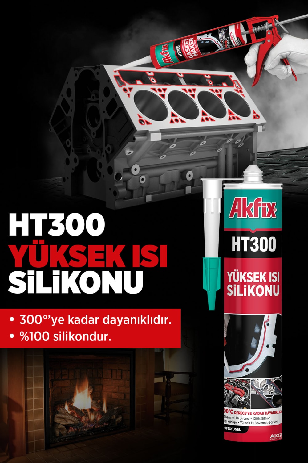 HT300 Rtv Yüksek Isı Silikonu 280ML Kırmızı
