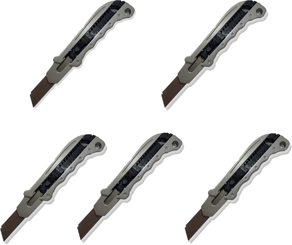 5 Adet Metal Maket Bıçağı - Darbelere Dayanıklı Uzun Ömürlü Falçata -Gri Metal