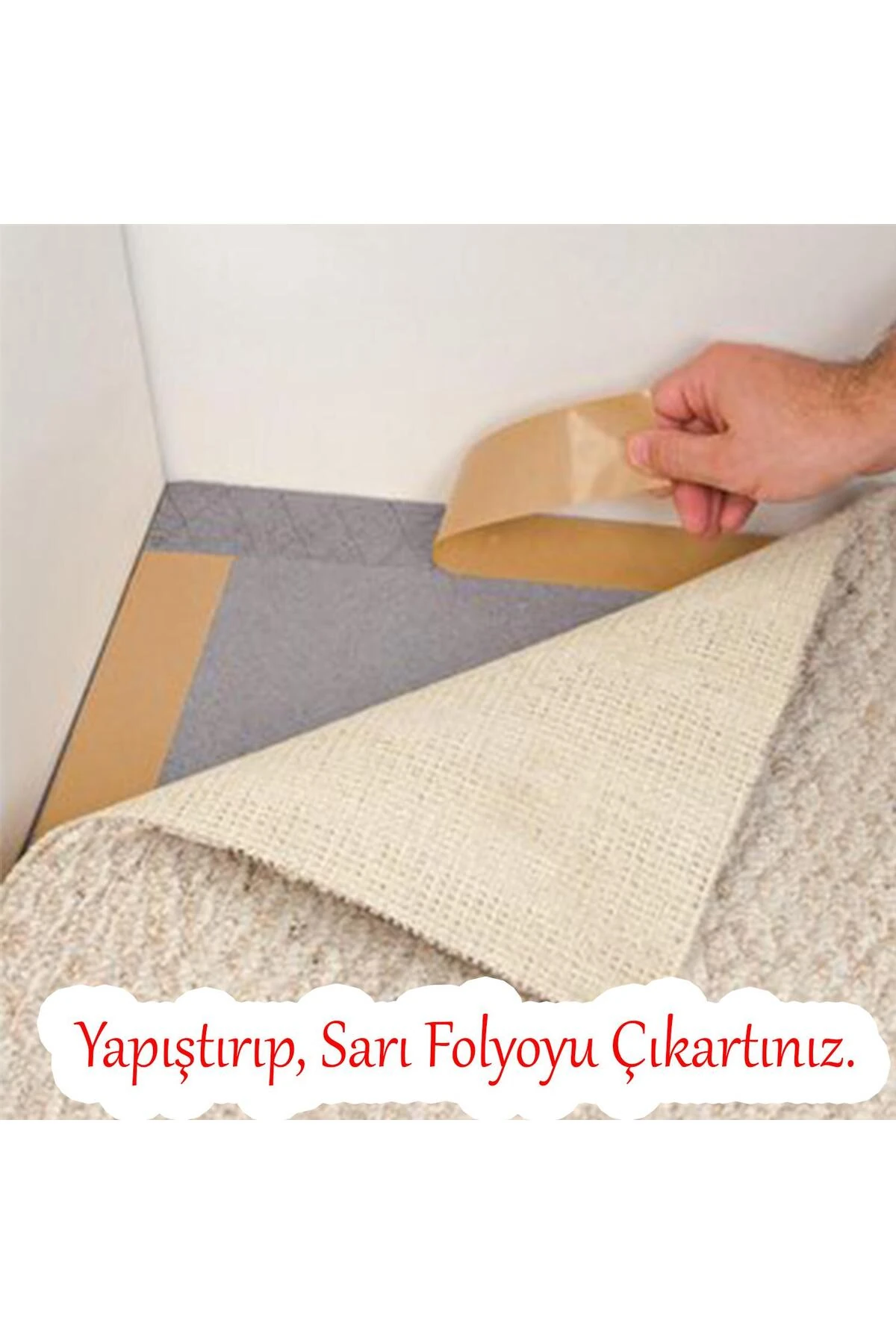 (2 ADET) Kaydırmaz Kaymaz Halı Bandı Çift Taraflı Yapıştırma Sabitleme Paspas 48 Mm X 5 Mt Bant