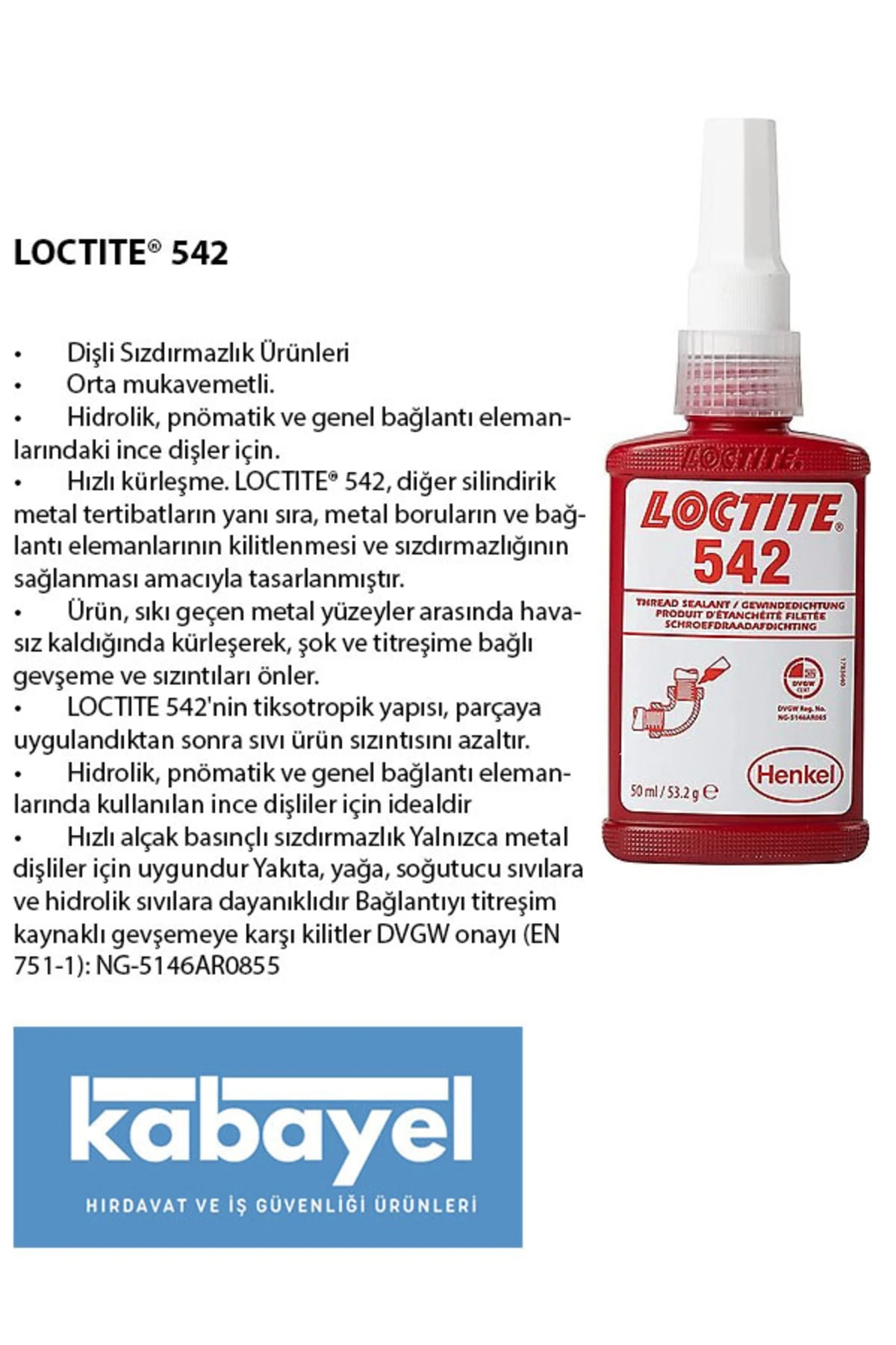 Loctite 542 Dişli Sızdırmazlık Ürünü 50 Ml