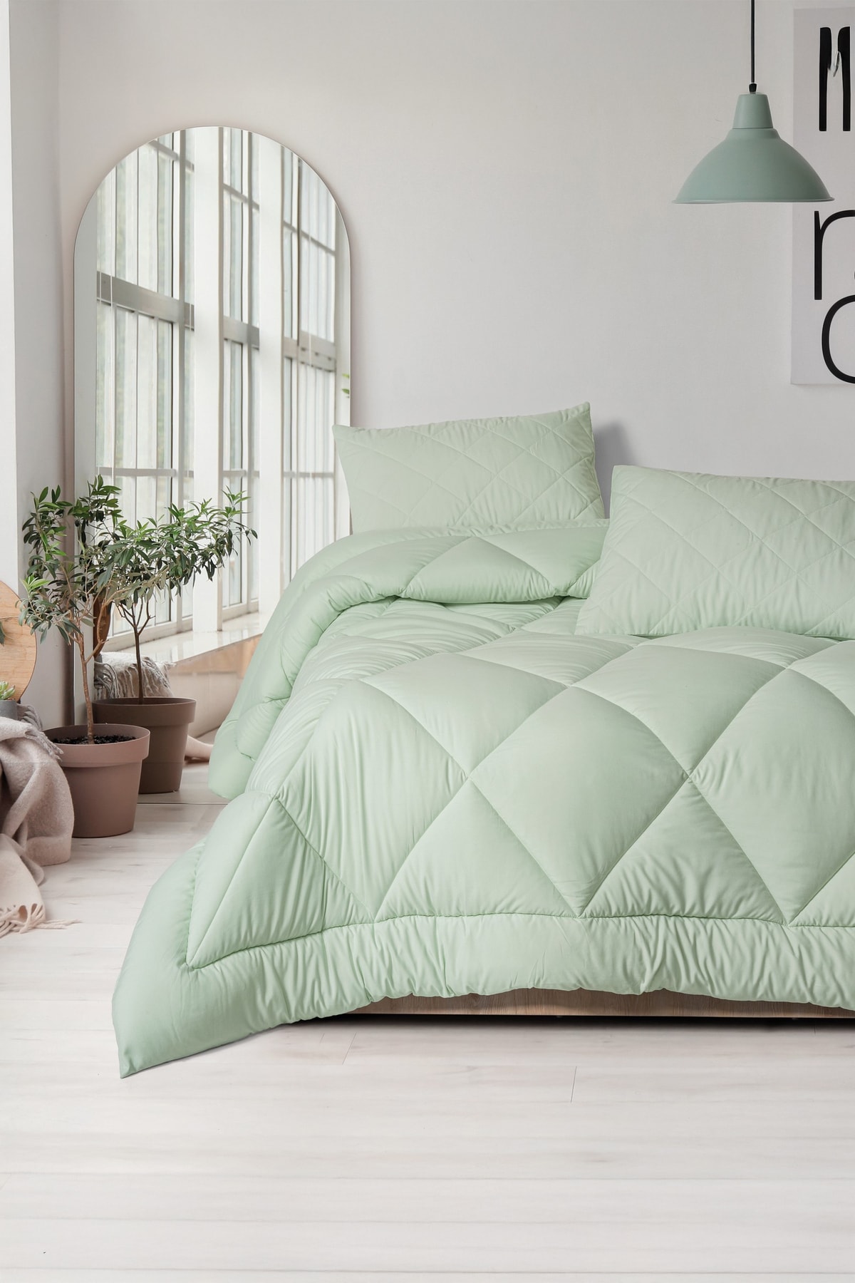 Softwash Çift Kişilik Yorgan Seti Adaçayı 180x200 Lastikli Çarşaf