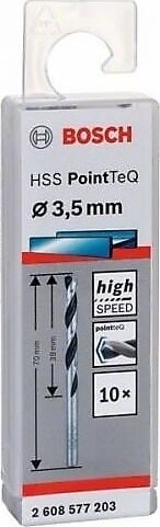 BOSCH Metal Matkap Ucu Hss Pointteq (Dın 338) 3,5 mm (10 Adet) - 2608577203