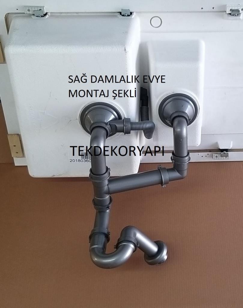 Tekdekor Granit Evye Sifonu Takımı 1,5göz  Franke Blonco Dominox Sifonu