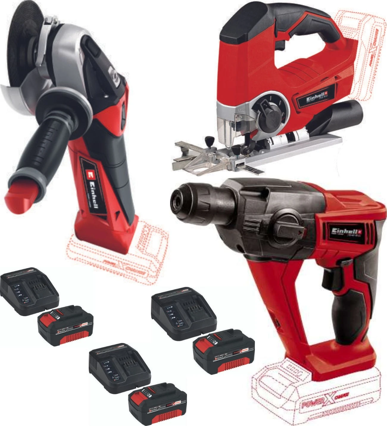 Te-Js 18 Dekupaj Te-Hd 18 Li Matkap Te-Ag 18/115 Avuç Taşlama 3X4.0AH Akülü Set