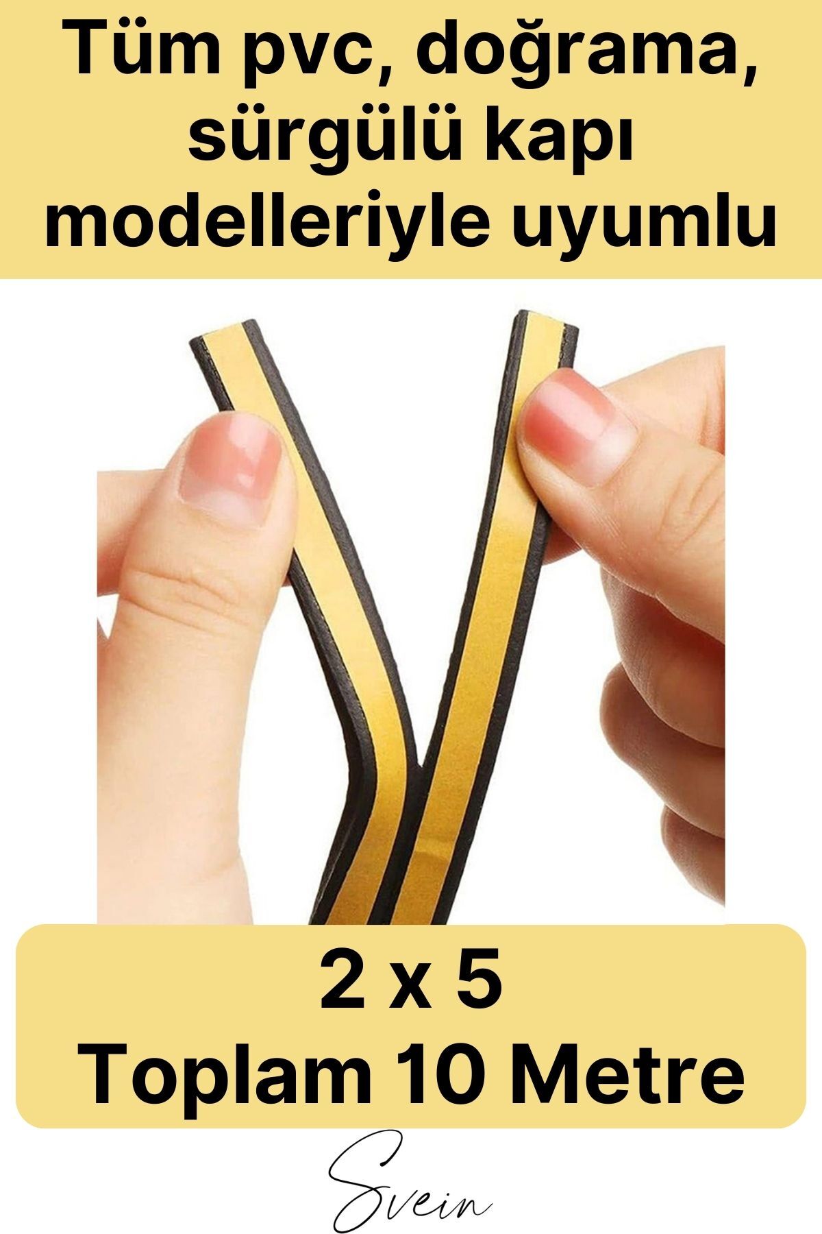 OZKUVVET Premium Kapı Pencere Soğuk Toz Sızdırmaz İzolasyon Fitili Kendinden Yapışkanlı Isı Yalıtım 2x5=10 mt