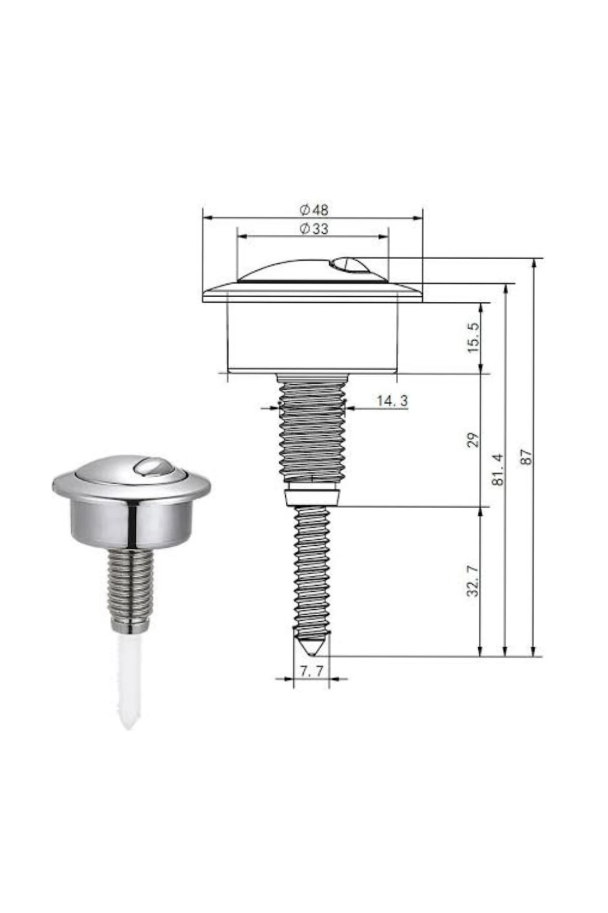 Serel Vitra Siamp Uyumlu Klozet Rezervuar Basma Butonu (1 Adet)