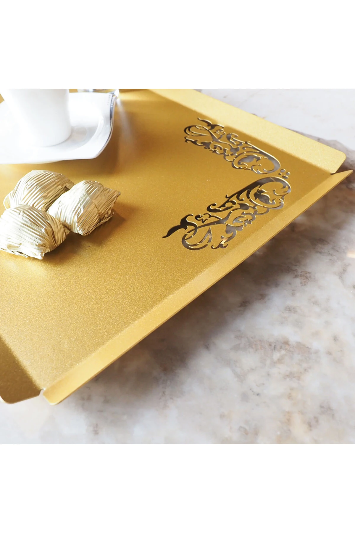 İslami Motifli Metal Servis Tepsisi - Ev Dekorasyonu - WAMH189