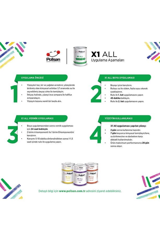 X1 ALL Her Yeri İstediğini Boya-Çizilmez-Yıkanabilir-Isıya Dayanıklı-Kokusuz-Limon Küfü0.75L