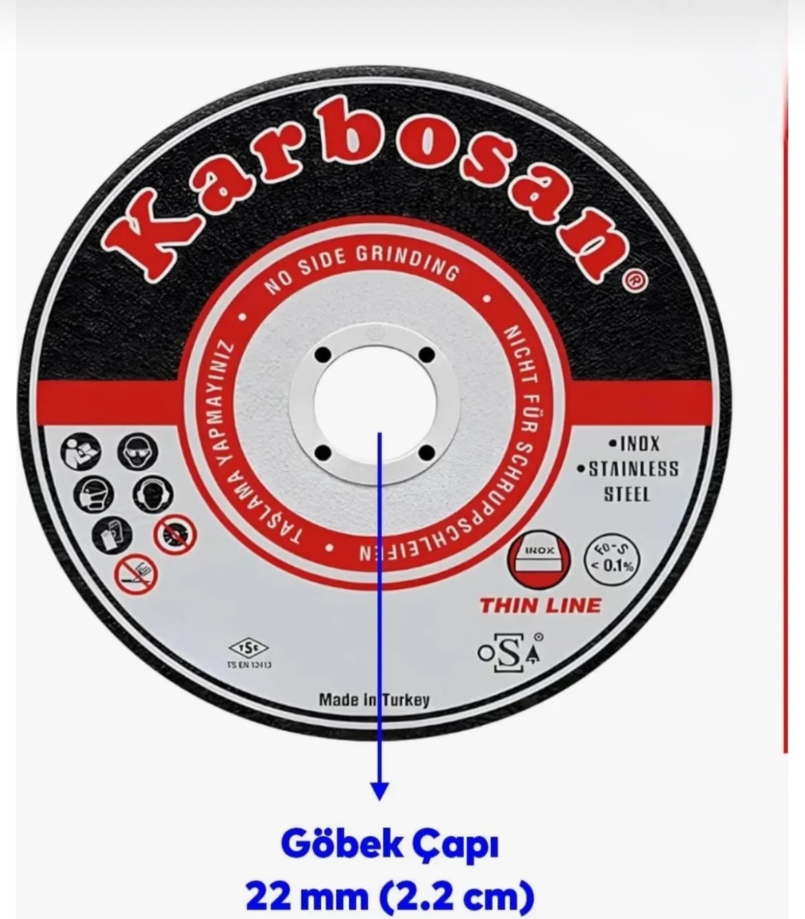 KARBOSAN 180X1,9X22.23 Metal Inox Kesici Taş (5 Adet)