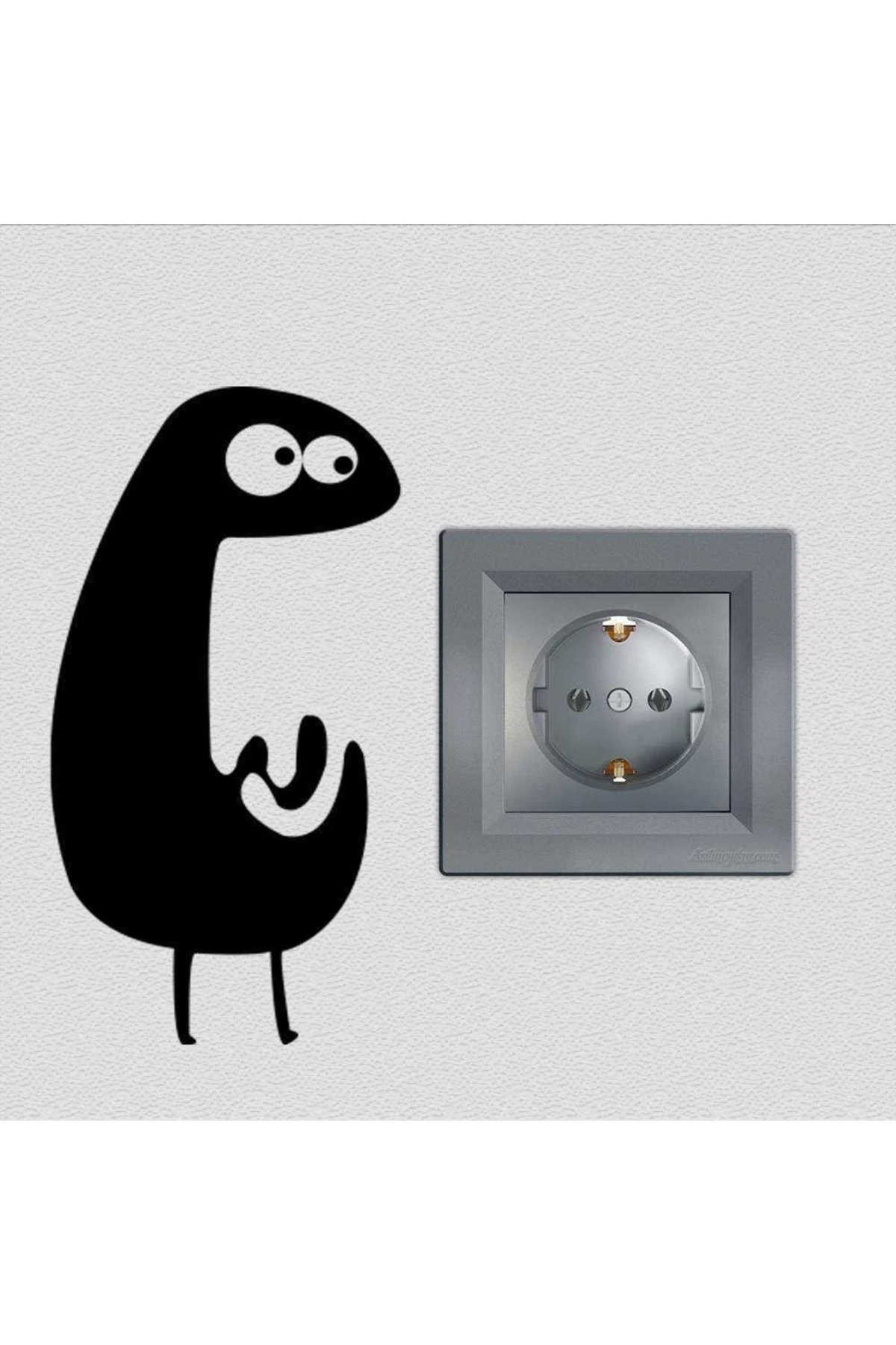 2 Adet Sevimli Canavar Çocuk Odası Dekoratif Priz Sticker Duvar Çıkartma, Etiket