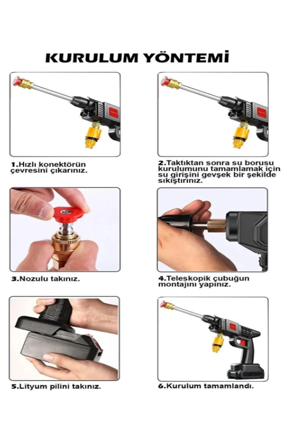 Çift Akülü Yüksek Basınçlı Oto Araç Yıkama Araba araç Sulama Tabancası Makinesi Şarjlı 12000 Mah