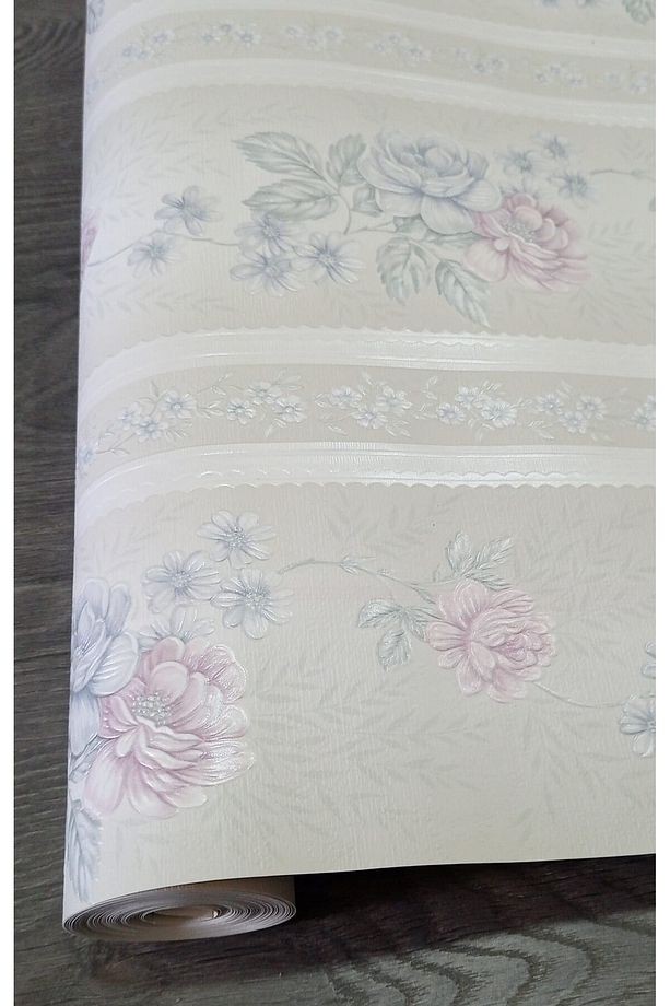 Çiçek Desenli Kabartmalı Silinebilir Duvar Kağıdı (50cm Genişliğinde 10 Metre Uzunluğunda)