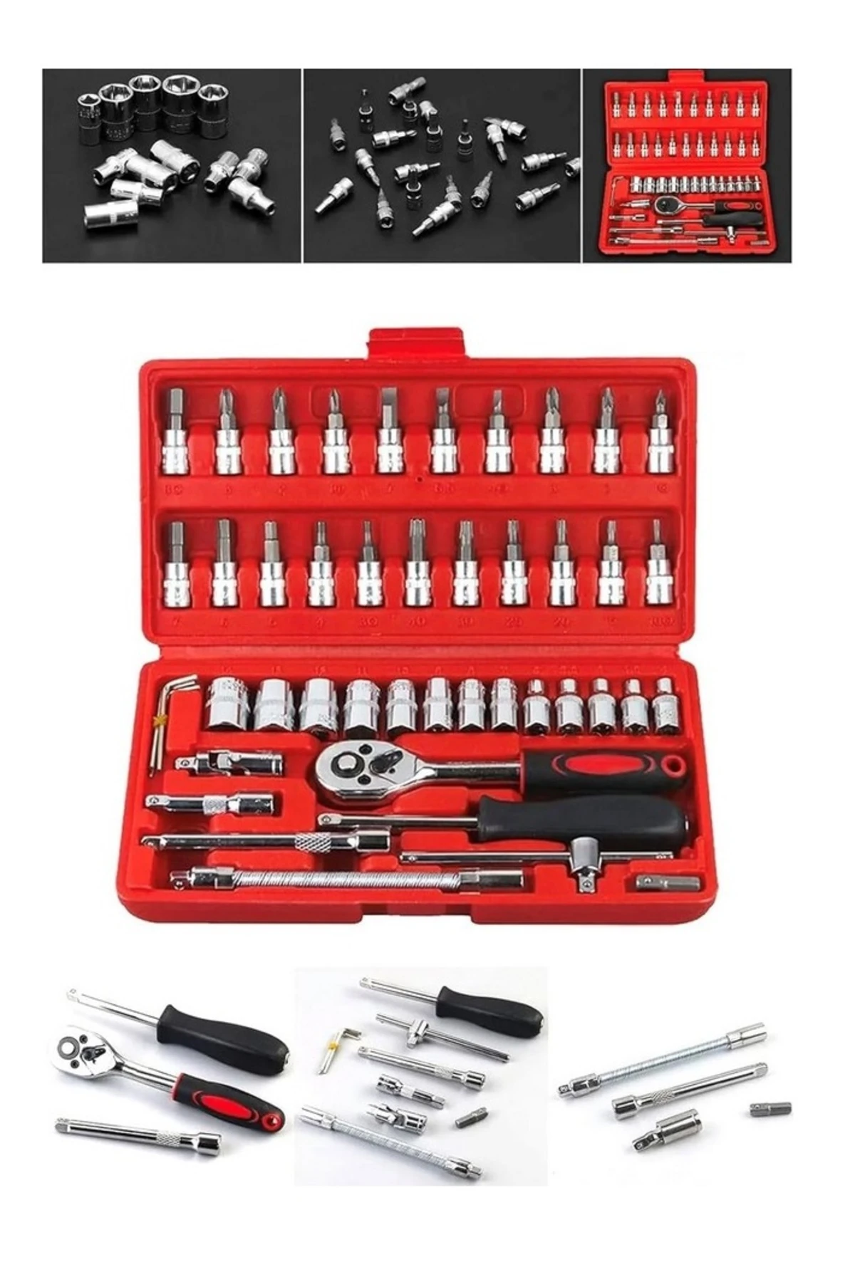 Cırt cırtlı 46 Parça Lokma Anahtar Takımı Tam Set