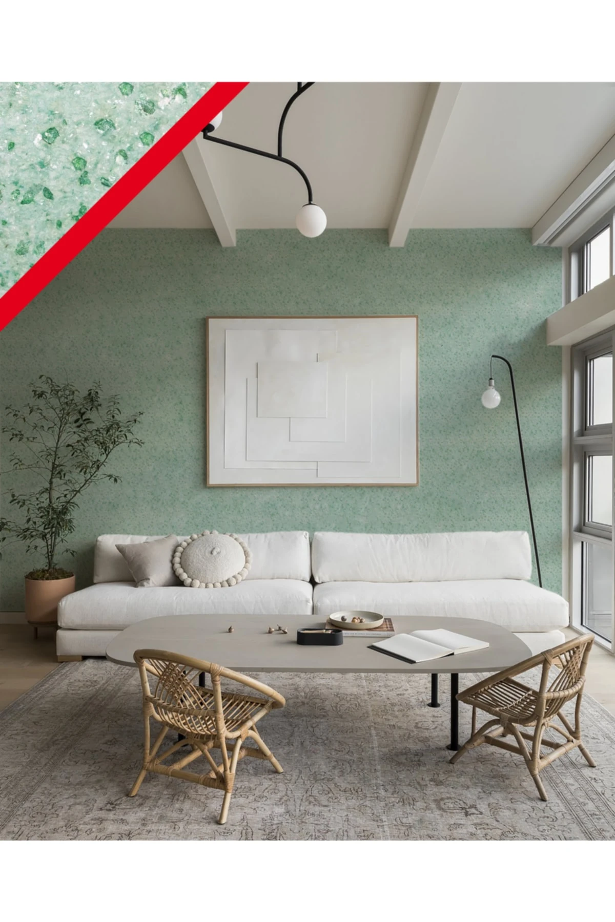 Enerjik Isı Ve Ses Yalıtımlı Ipek Sıva Manolya Serisi - Mnl 004 Yeşil