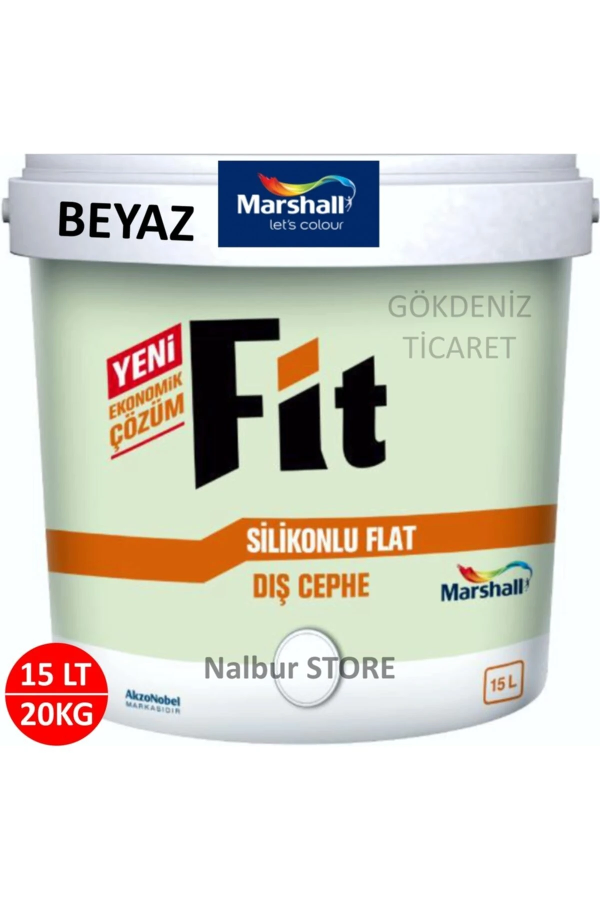 Fit Silikonlu Flat Dış Cephe Boyası 15LT=20KG BEYAZ-Kir tutmaz-Solmayan renkler-Kokusuz