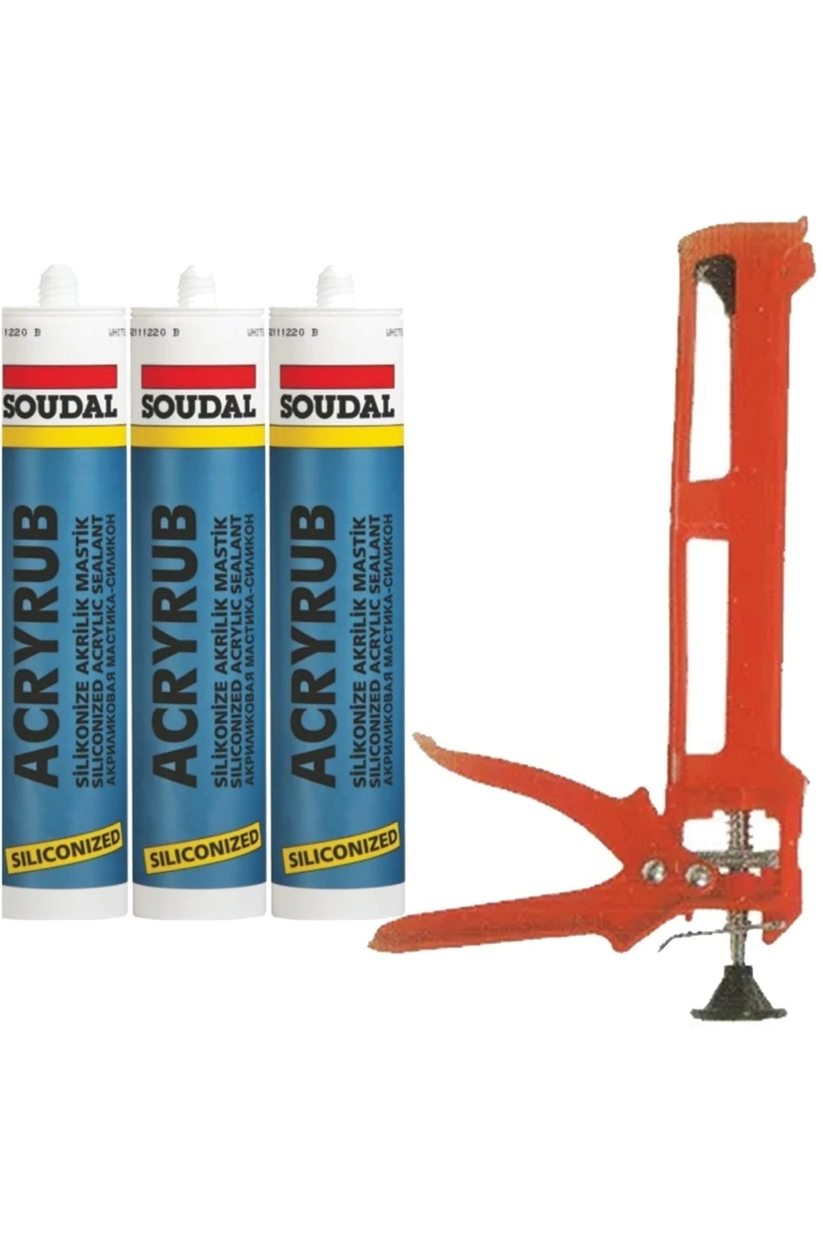 Silikonize Mastik 280ml Beyaz Renk 3adet tabanca Set