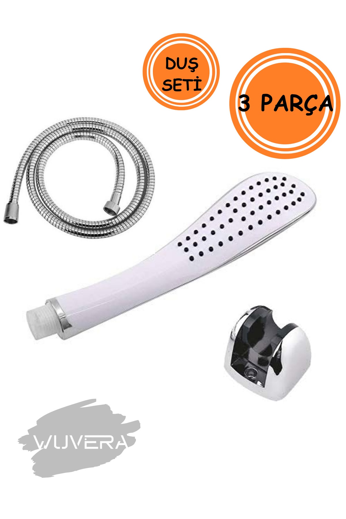 Banyo Duş Başlığı Fiskiyesi Telefonu Oval Başlık Beyaz Duş Seti