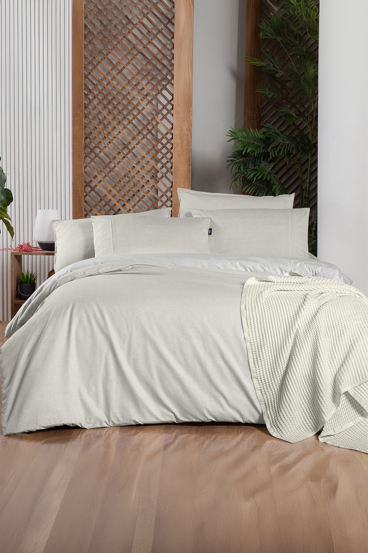 Unitwill Ekru King Size (Battal Boy) %100 Pamuk Nevresim Takımı
