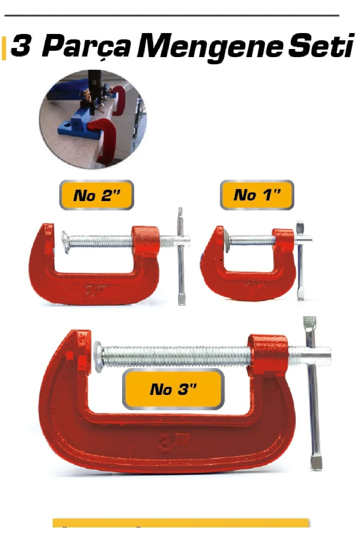 3 Parça G Tipi Marangoz Mengene Seti Mini İşkence Seti 3’lü Set