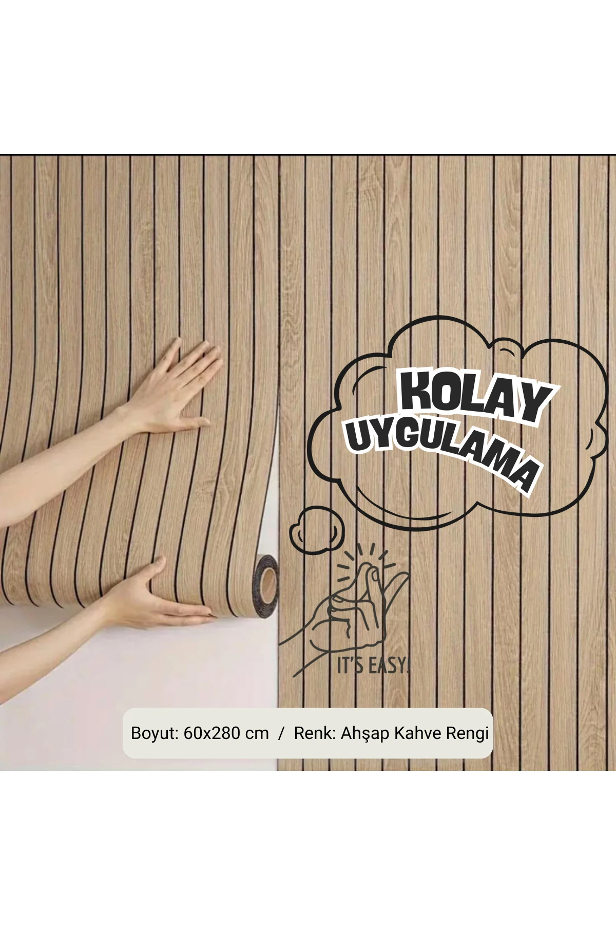 60x280 cm Kendinden Yapışkanlı Ahşap Görünümlü Akustik Duvar Paneli -