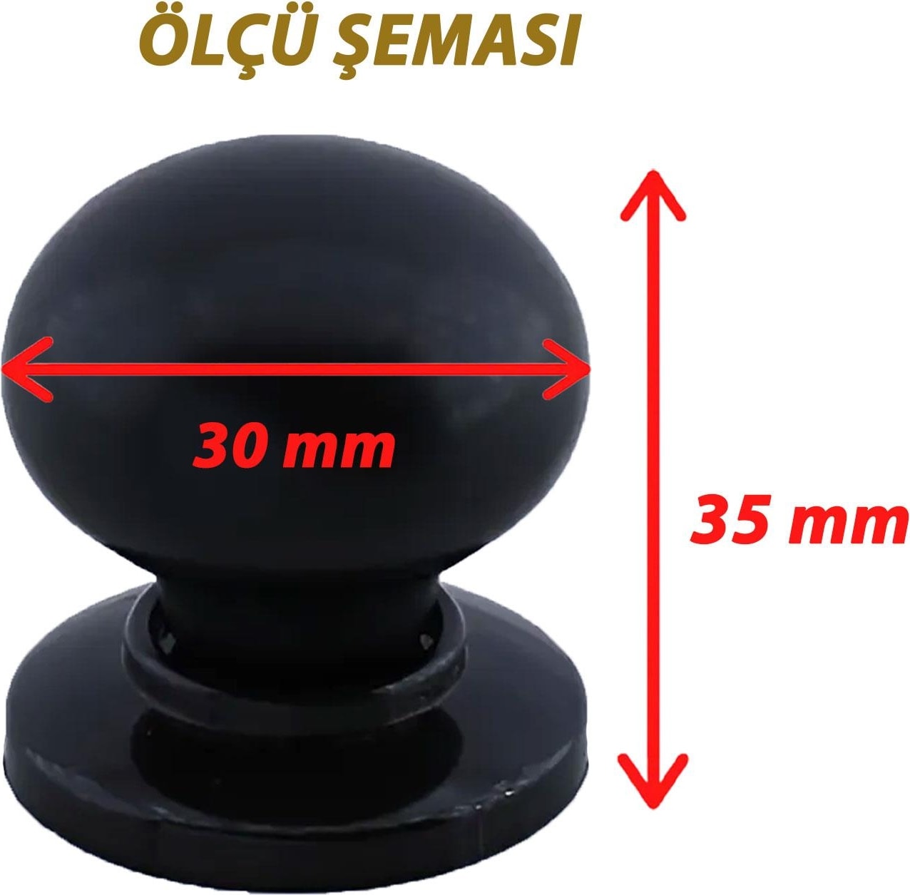 8 Adet Petunya Kulp Siyah Polimer Düğme Kulp Siyah Tablalı Mobilya Mutfak Dolabı Çekmece Kulbu