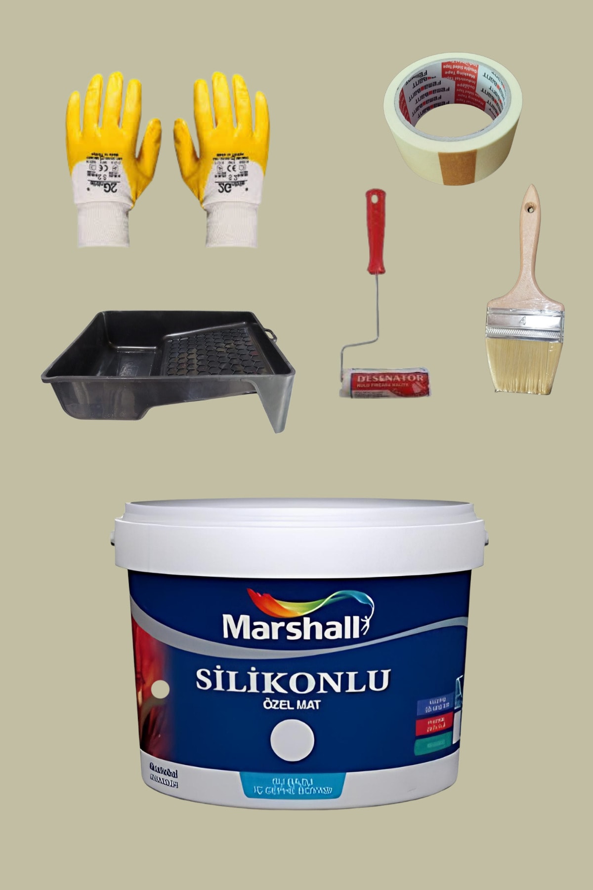 5'li Set Silikonlu Özel Mat Duvar Boyası Defne Yaprağı 50 Çeşit Renk 2.5lt