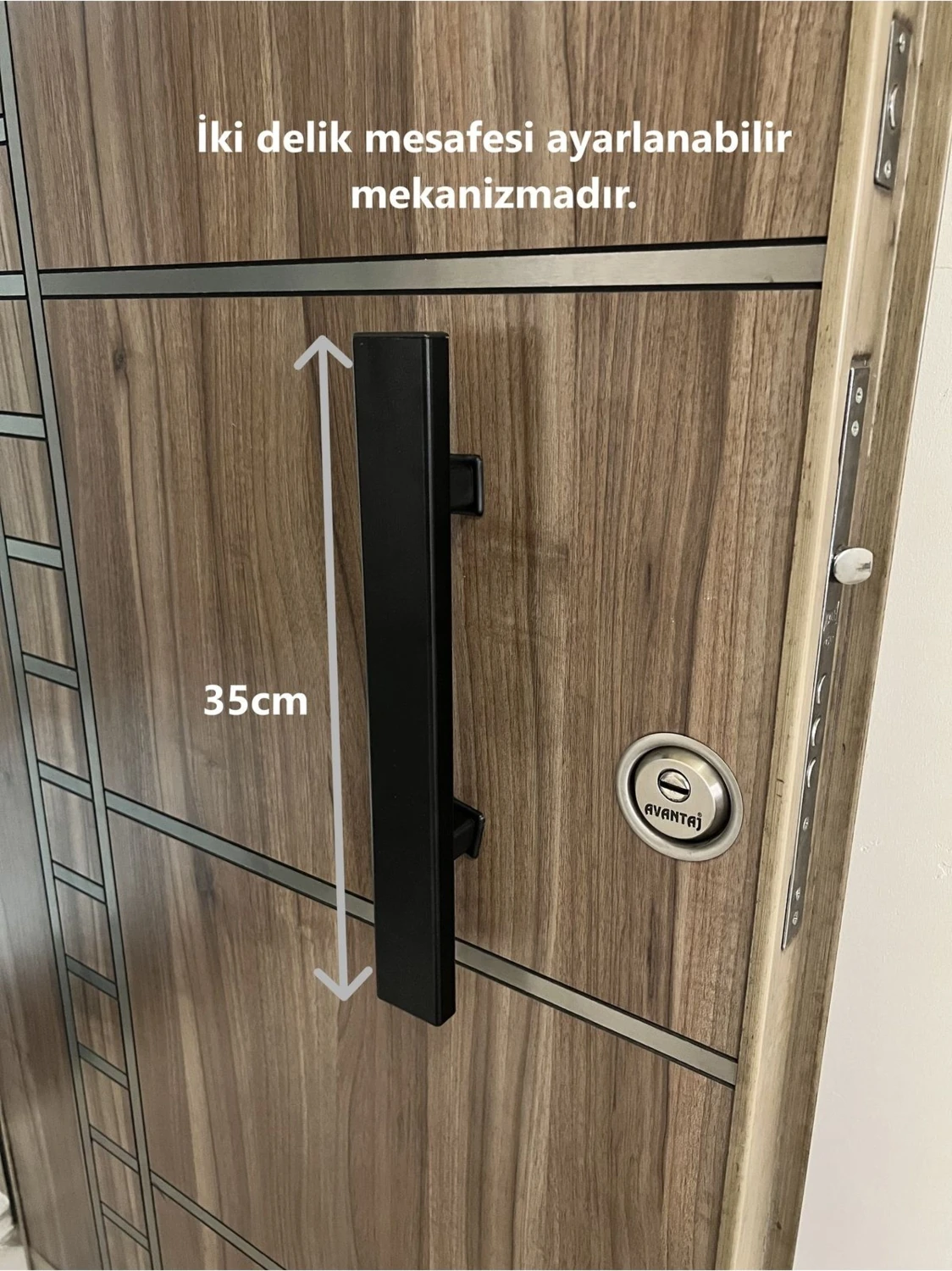 35CM Siyah Dikdörtgen Çelik Kapı Çekme ve Tutma Kolu