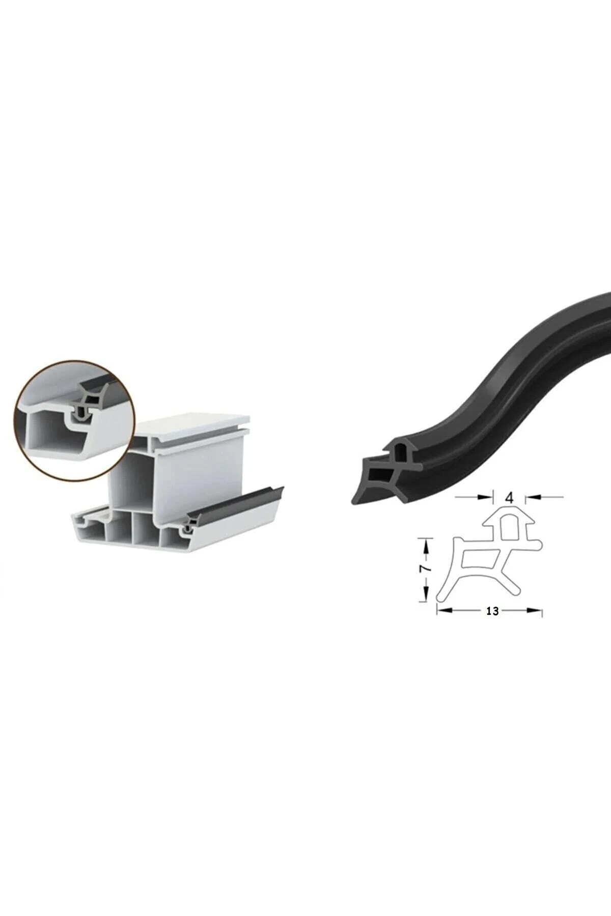 Kalite - Orjinal Pimapen Pvc Kapı Pencere Fitili Contası 5 Metre Gri Uzunluk Kaucuk