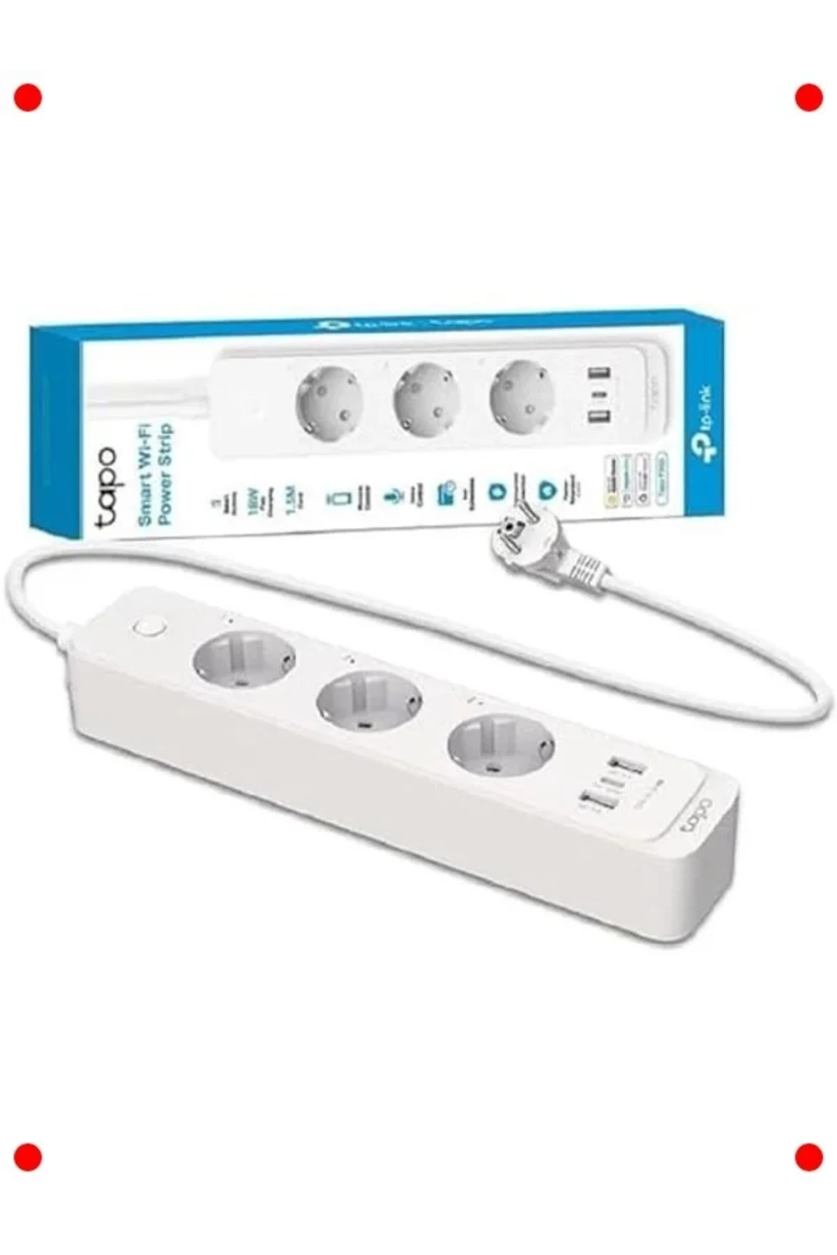 Akıllı Wi-Fi Çoklu Priz: 3'lü, Hızlı Şarj, Uzaktan Kontrol