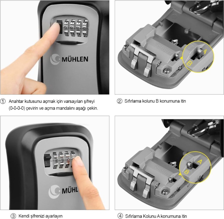 Safe-Key 3 Duvara Montaj Şifreli Anahtar Saklama Kasası / Kutusu
