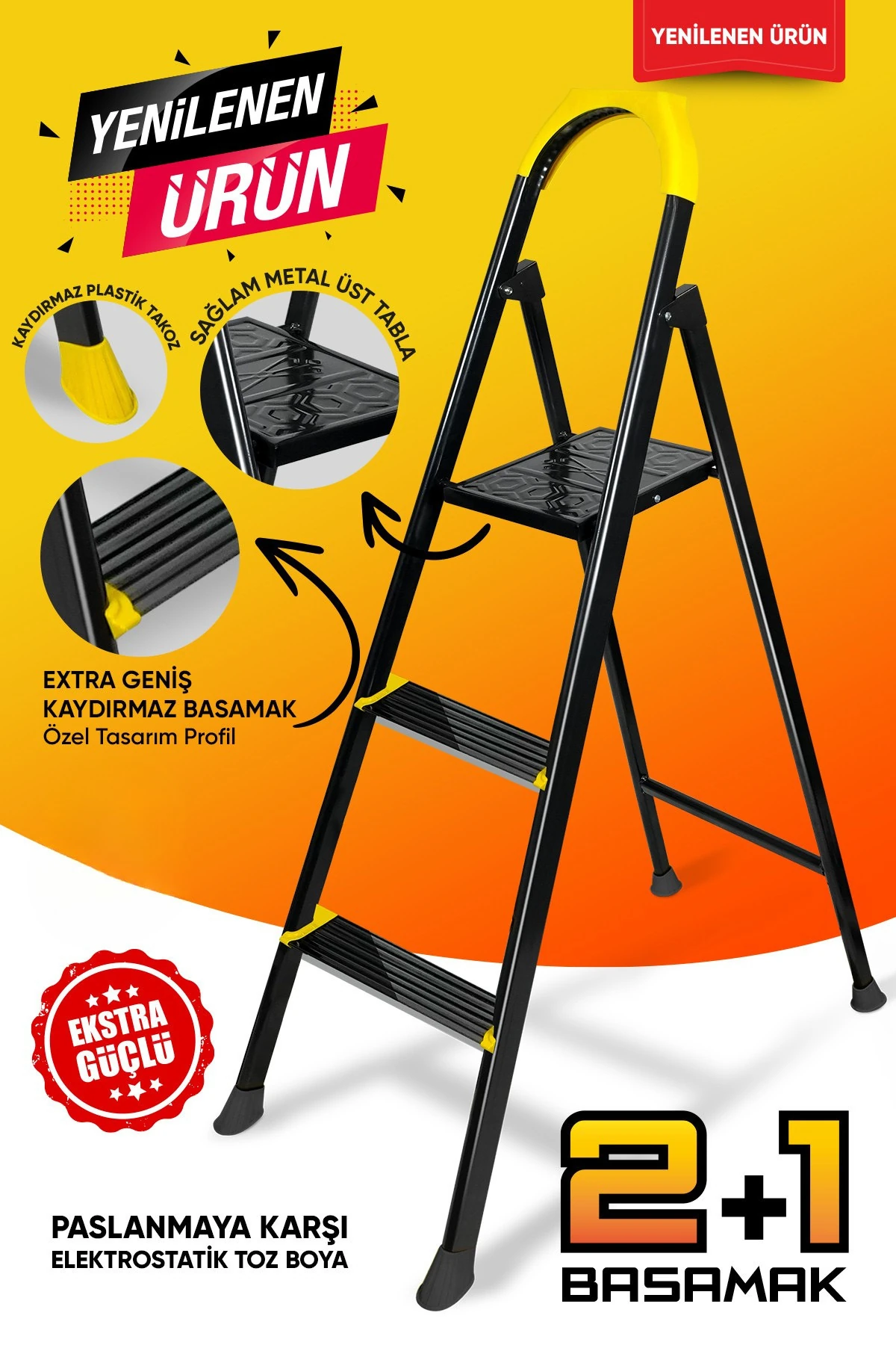 Hardy 2+1 Basamaklı Özel Tasarım Hafif Merdiven Tyc00573701866