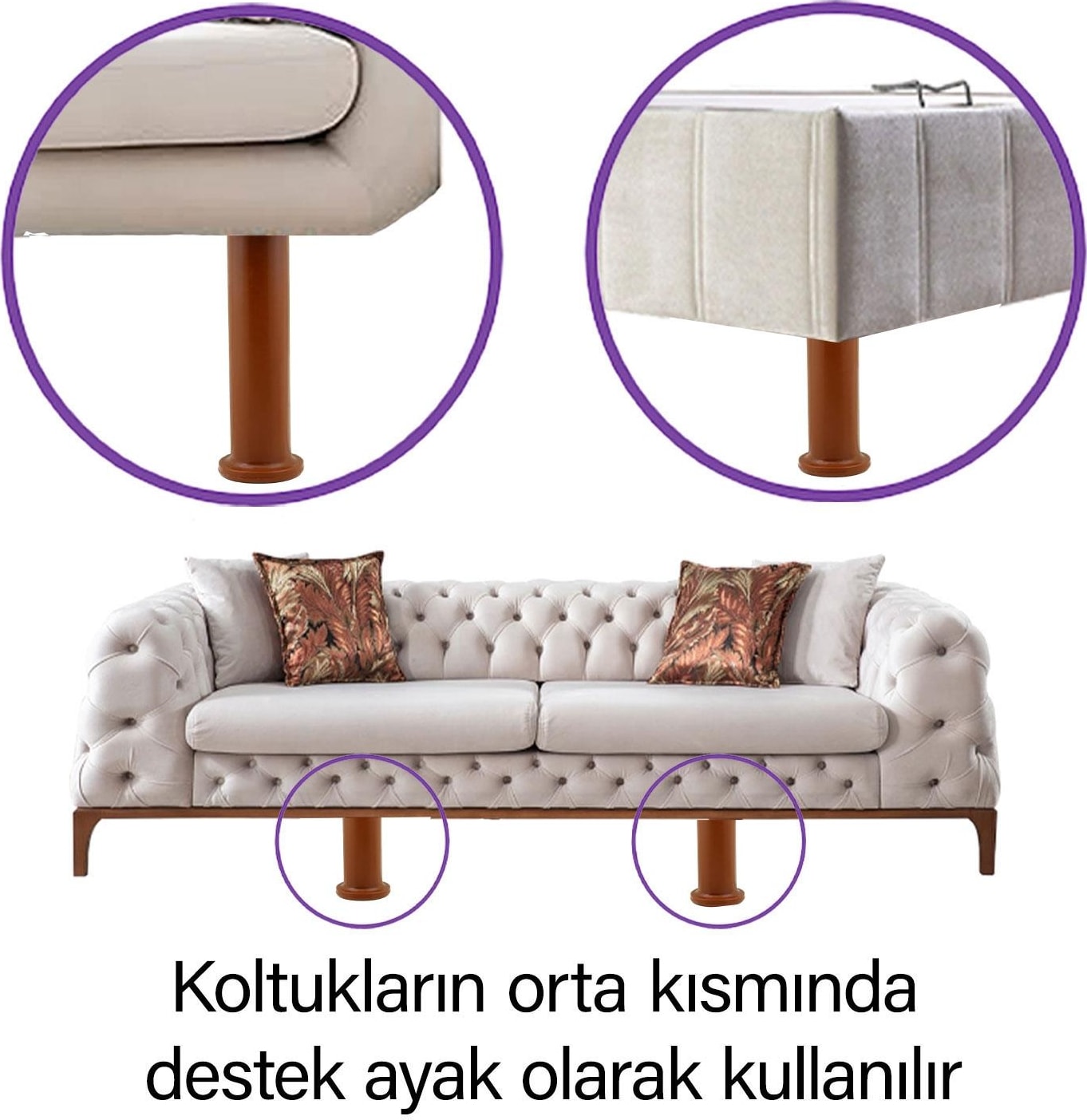 4 Adet Modül Ayarlanabilir Destek Ayağı 15 x 23 cm Kahverengi Ayak Mobilya Kanepe Baza Koltuk Ünite Ayakları