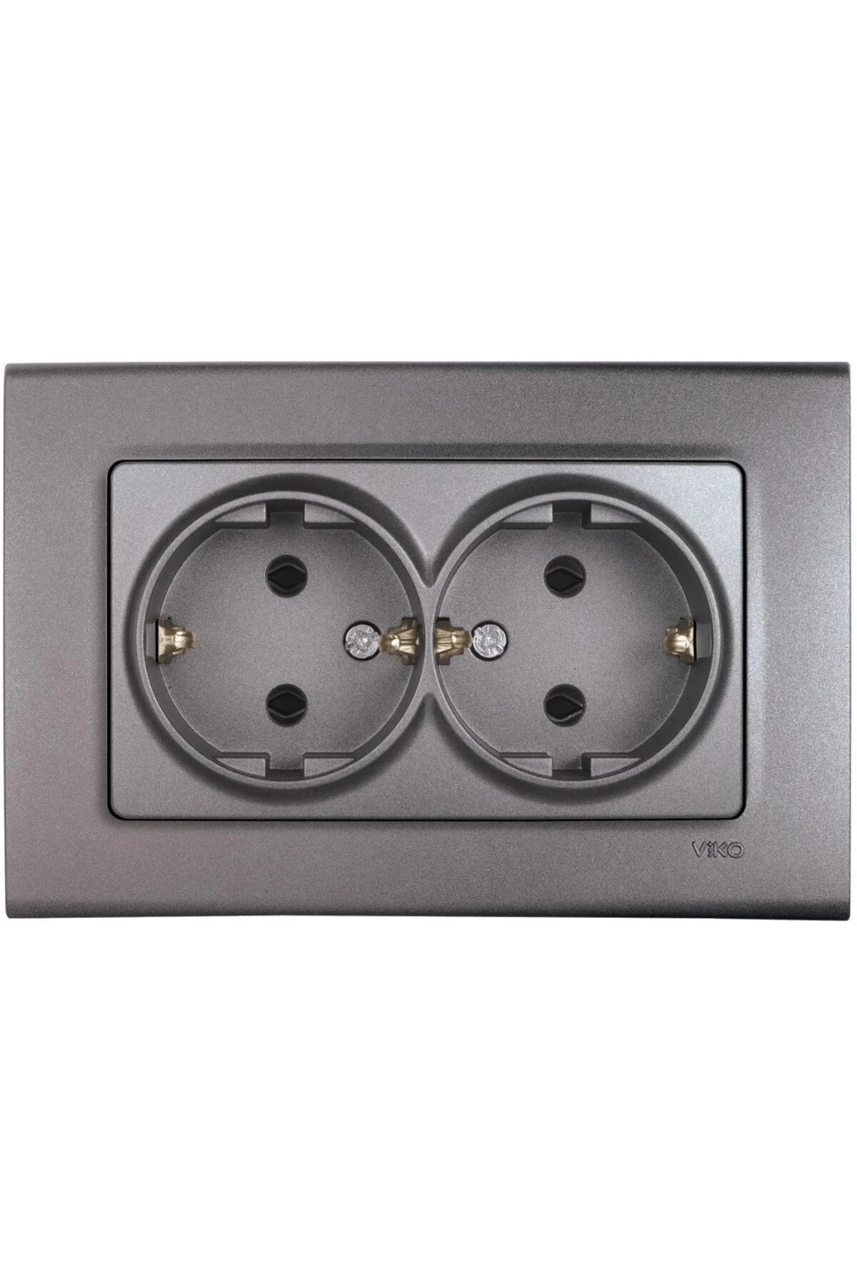 LİNNERA İKİLİ TOPRAKLI PRİZ ANTRASİT (ÇERÇEVE DAHİL)