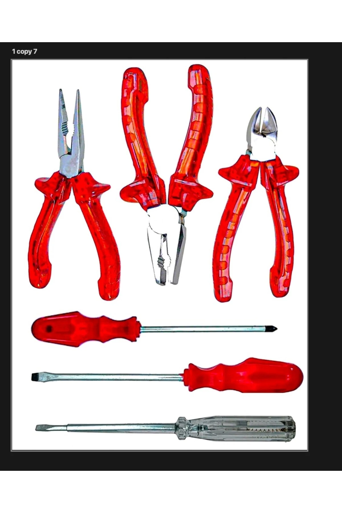 Pense Yan Keski Karga Burnu Düz Tornavida Kontrol Kalemi Takım Seti...