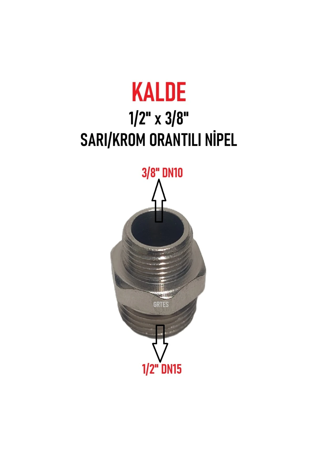 1/2" x 3/8" Sarı/Krom Orantılı Nipel - Proportional Nipple