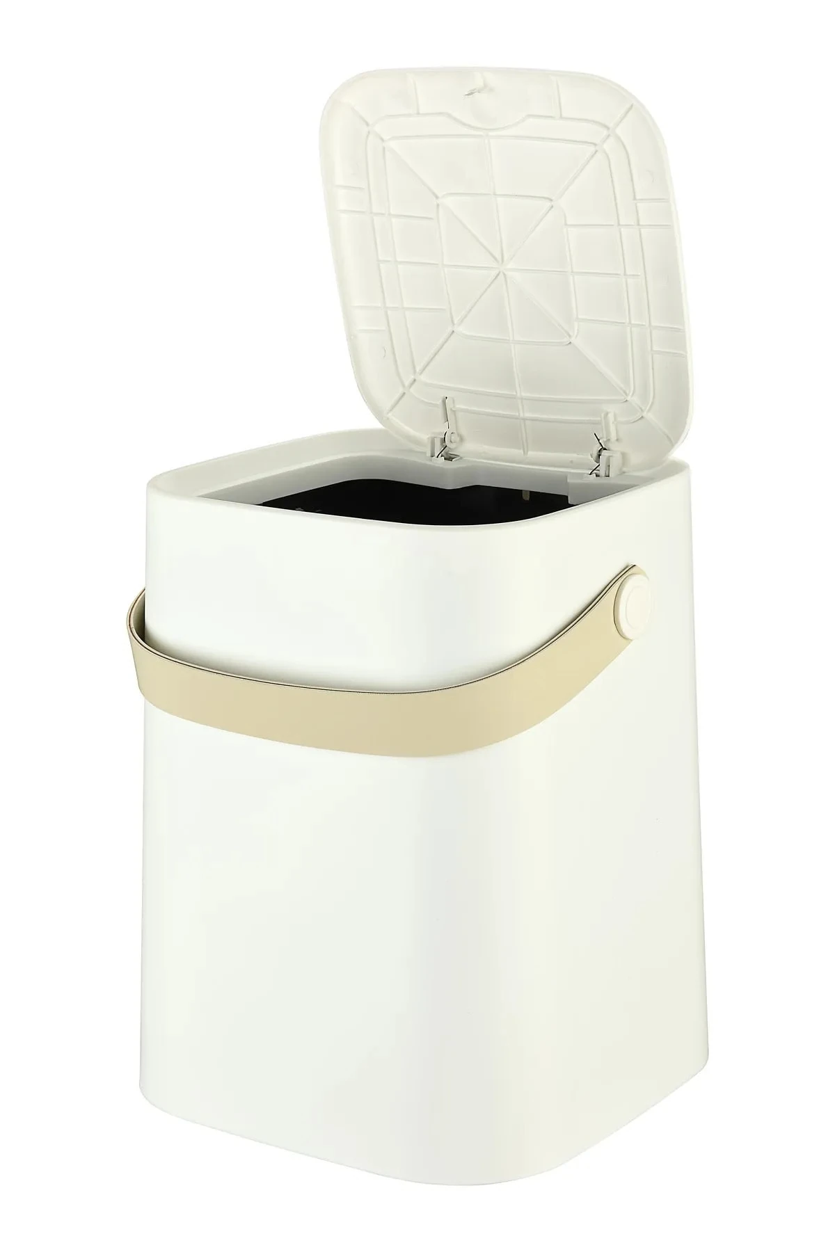 8 Lt Click Kapaklı Tutma Saplı Iç Kovalı Tezgah Üst Mutfak Çöp Kovası - Beyaz (büyük Boy)