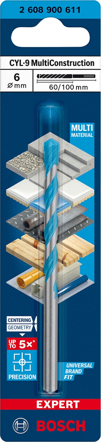 BOSCH Expert Cyl-9 Multiconstruction Delme Ucu 6 x 60 x 100 mm