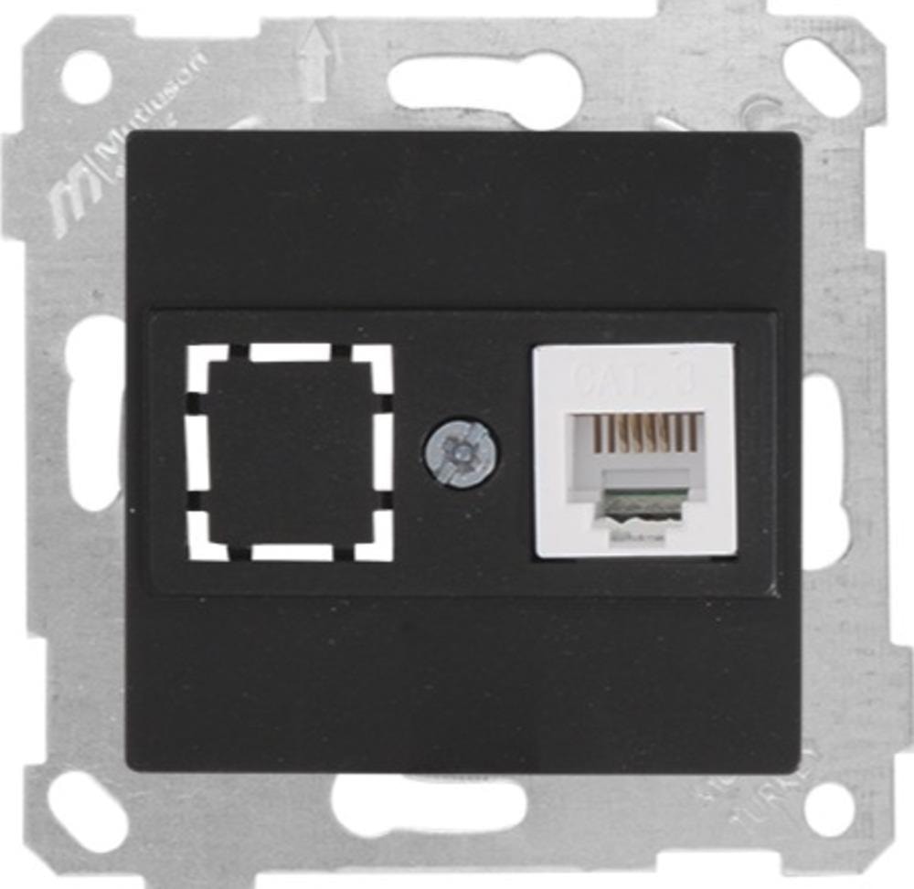 Rita Siyah Mek+Tuş 1RJ12 Telefon Prizi