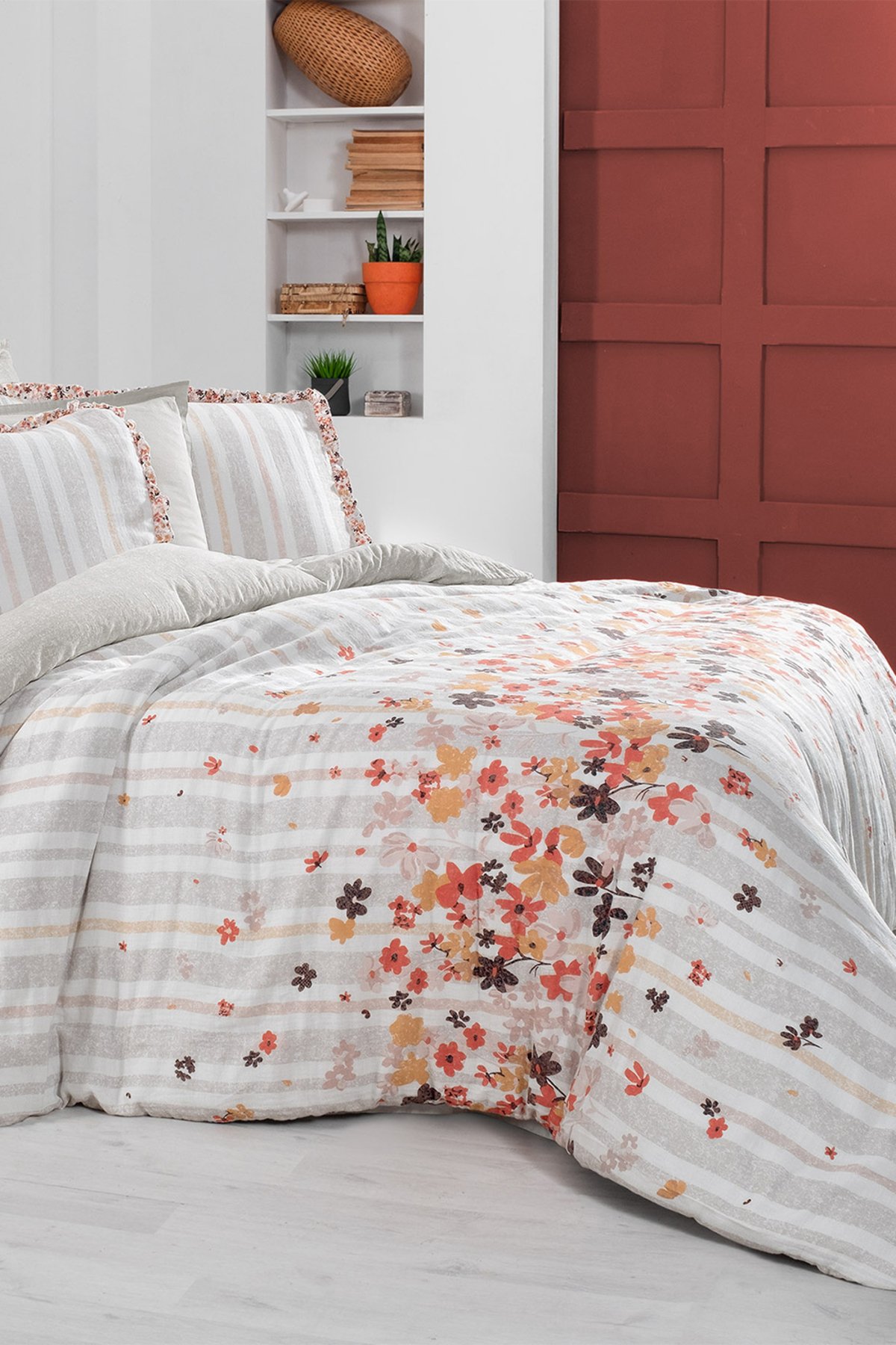 Catalina Bej Tek Kişilik %100 Pamuk Mood Comfort Müslin Nevresim Takımı