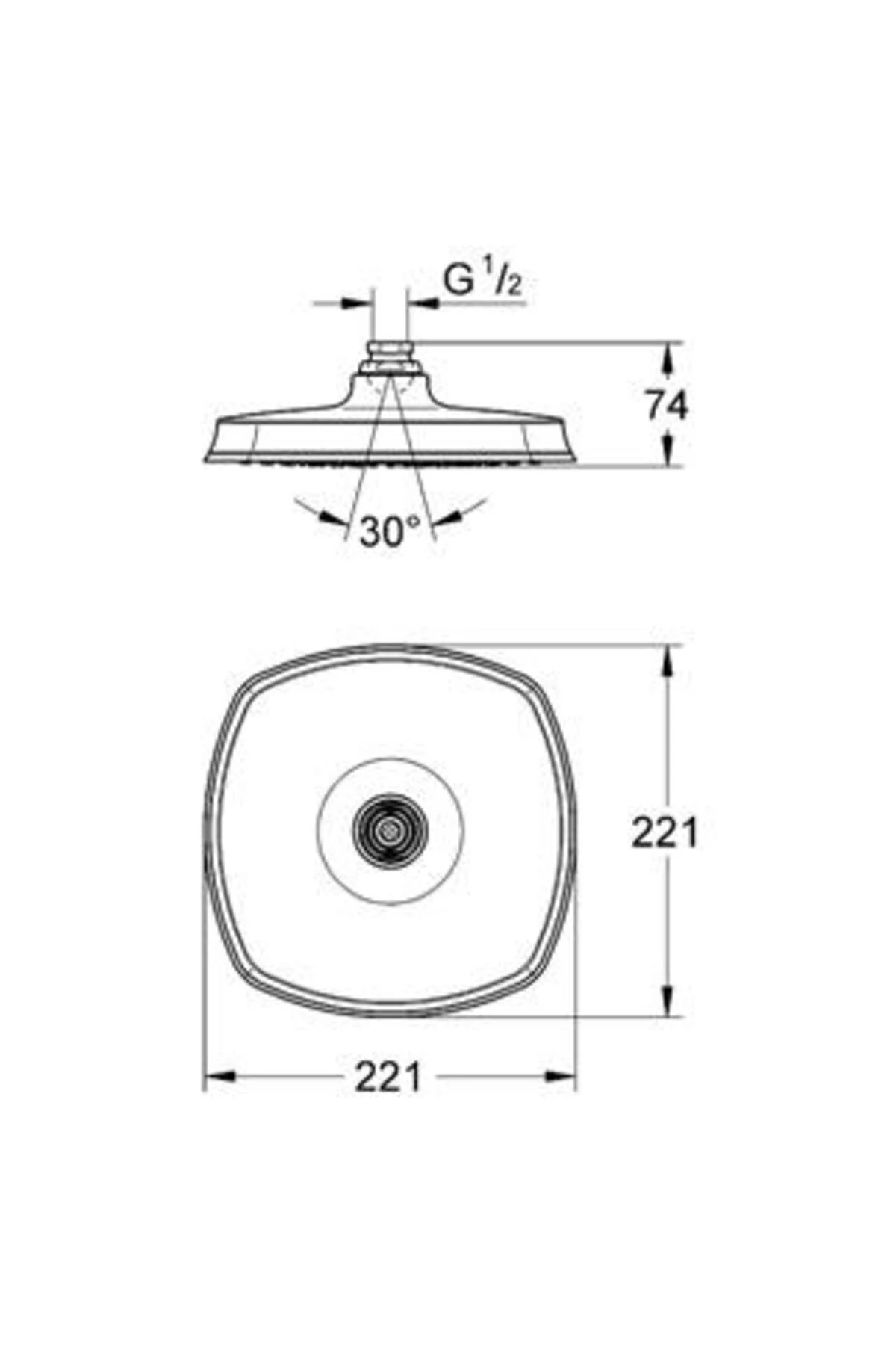Grandera 210 Tepe Duşu 1 Akışlı 22x22 Cm - 27974000