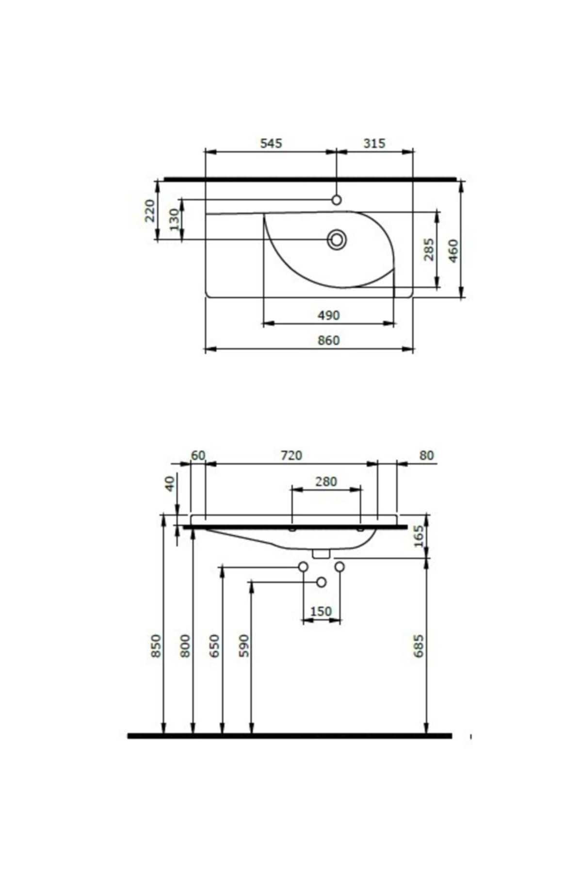 Taormina Arch Etajerli Lavabo 86 Cm Parlak Bisküvi 1020-014-0126