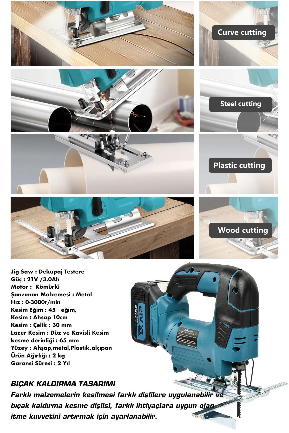 Profesyonel 21v Çift Akülü Metal Şanzıman Dekupaj Testere Makinesi